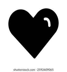 Solid heart icon with a simple and bold design. Ideal for love, romance, affection, and digital communication.