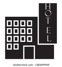 Solid hotel glyph icon in black