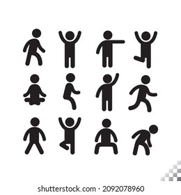 solid human bathroom icon stick figures low height with various poses