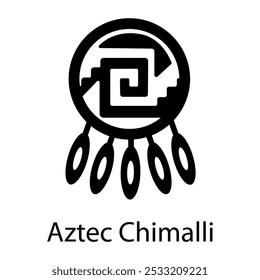 A solid icon of aztec chimalli 