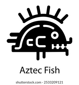 Ícone sólido de peixe azteca 