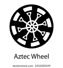 A solid icon of aztec wheel 