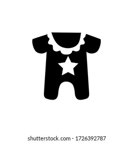Icono sólido de un bib y ropa de bebé. Una imagen plana y divertida.