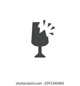 A Solid Icon of a Broken Glass Shard, Symbolizing Sharp Object Injuries and Accident Risks