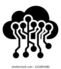 Solid icon of cloud network concept, cloud computing 
