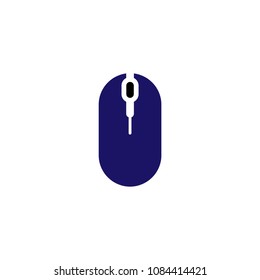 Solid Icon Computer Mouse colored blue and black on white background. Vector illustration.