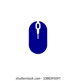Solid Icon Computer Mouse colored blue on white background. Vector illustration.