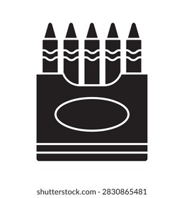 Solid icon of a crayon box. Vector illustration of wax crayons in a package, glyph style with negative space design.