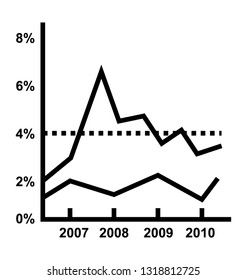 Solid icon of a curve chart 