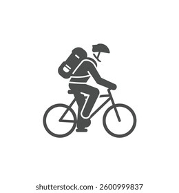 A Solid Icon of a Cyclist Carrying a Backpack While Commuting