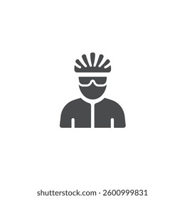 A Solid Icon of a Cyclist Wearing Sunglasses and a Helmet