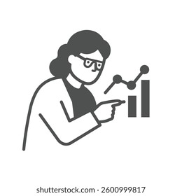 A Solid Icon of a Data Scientist Analyzing a Graph 