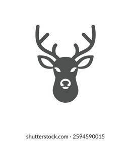 A Solid Icon of a Deer Head With Antlers, Symbolizing Gentleness and Alertness 