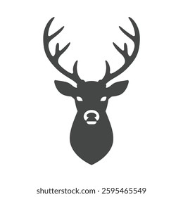 A Solid Icon of a Deer Head With Antlers, Symbolizing Gentleness and Alertness