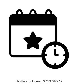 Un icono sólido que representa la hora programada del evento