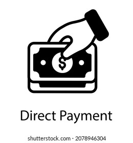 Solid Icon Of Direct Payment, Cash In Hand 