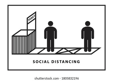 solid icon element design vector, keep your distance at registration counter, avoid crowds, 
prevention corona virus pandemic