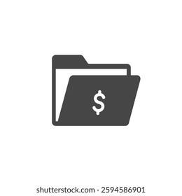 A Solid Icon of a File Folder With Dollar Signs, Symbolizing Organized Financial Document Storage