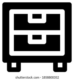 Solid icon of a Filing Cabinet, suitable for a part of the office icon set