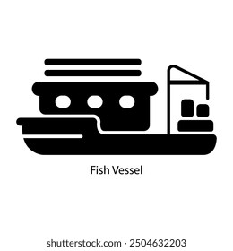 A solid icon of fish vessel 