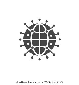 A Solid Icon of a Globe With Data Points Connected