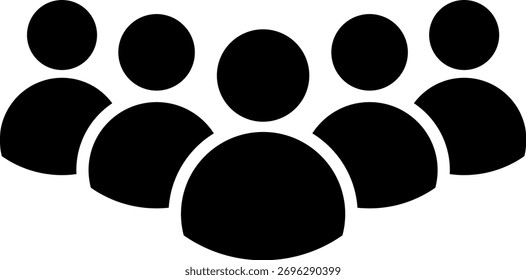 Grupo de iconos sólidos. Conjunto de iconos de grupo de Personas, personas, logotipo humano, iconos de equipo, símbolo de perfil de usuario. Grupo de personas o grupo de usuarios. Símbolo de personas. Vector 