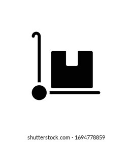 Solid icon handcart vector design, Pictogram flat outline design for apps , Isolated on white background, Vector illustration, editable stroke, 48x48 pixel perfect