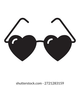 Icono sólido de gafas de sol en forma de corazón para el día de San Valentín. Símbolo de glifo romántico audaz para el amor, citas, fiestas, moda y proyectos de diseño de vacaciones, App, pegatinas y marca.