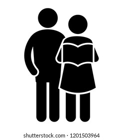 A solid icon image of students 