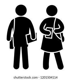 A solid icon image of students 