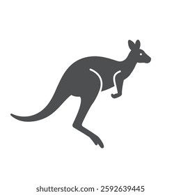 A solid icon of a Kangaroo on white background.