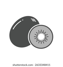 Solid Icon Kiwi Sliced in Half Exotic Green Fruit High Vitamin Content Healthy Snack