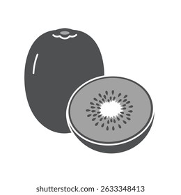 Solid Icon Kiwi Sliced in Half Exotic Green Fruit High Vitamin Content Nutritional Value