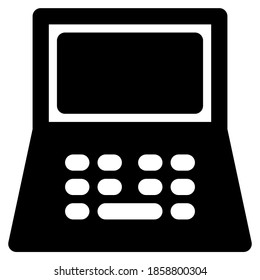 Solid icon of a laptop, suitable for a part of the office icon set
