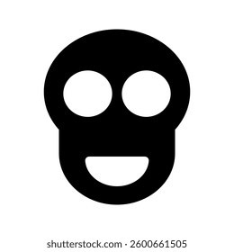 Solid icon of a laughing skull, symbolizing humor, mischief, or a spooky theme. Suitable for Halloween, gaming, or playful danger-related designs.