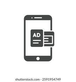 A Solid Icon of a Mobile Phone With an Ad Pop-up