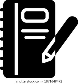 solid icon notebook, icon education can be used for mobile app, website, infographic, with eps file editable, etc