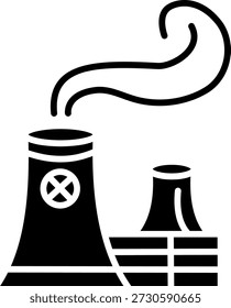 Ícone sólido de uma usina nuclear.