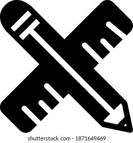 Feste Icon-Bleistift und Lineal, Icon-Ausbildung kann für mobile App, Website, Infografik, mit eps, Datei-editierbar, etc. verwendet werden