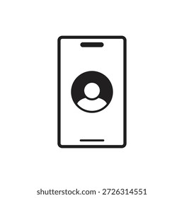 Icono sólido de un avatar de persona en el teléfono móvil.