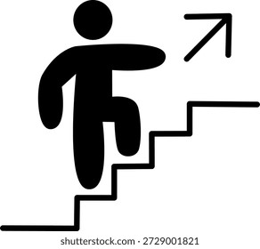 Icono sólido persona subiendo escaleras crecimiento