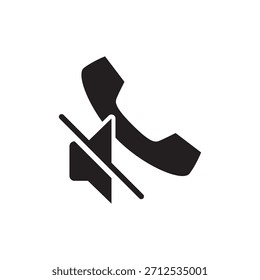 Solides Symbol eines Telefonhörers mit einem Querstrich über dem Telefonempfänger.