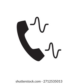 Icono sólido de un teléfono con ondas de sonido, que indica una llamada activa o sonora.