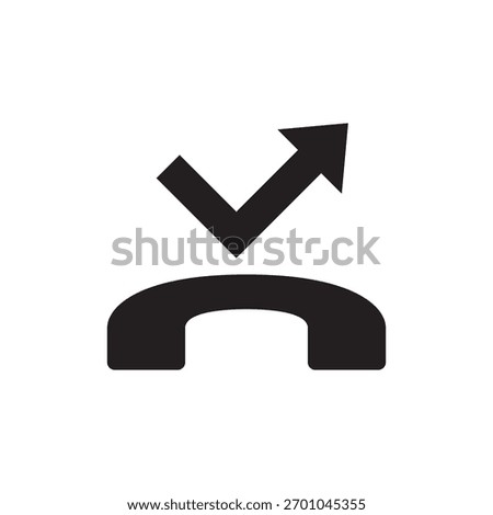 Solid icon of a phone receiver with a checkmark and down arrow for missed call