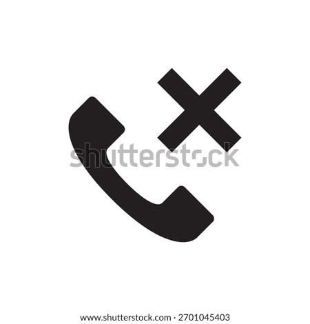 Solid icon of a phone receiver with an 'X' symbol for terminating a call
