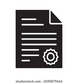 A solid icon representing a confidential or sealed paper document, presented clearly isolated on a white background for versatile use.