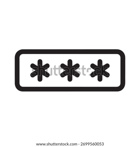 A solid icon representing a password field with hidden dots, signifying concealed input, isolated on a clean white background.