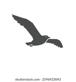 A Solid Icon of a Seagull, Symbolizing Coastal Life and Adaptability