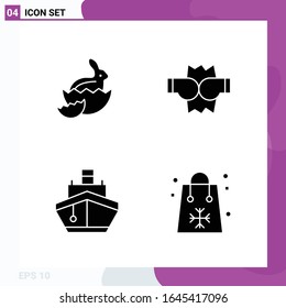 Solid Icon set. Pack of 4 Glyph Icons isolated on White Background for Web Print and Mobile.