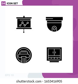 Solid Icon set. Pack of 4 Glyph Icons isolated on White Background for Web Print and Mobile.